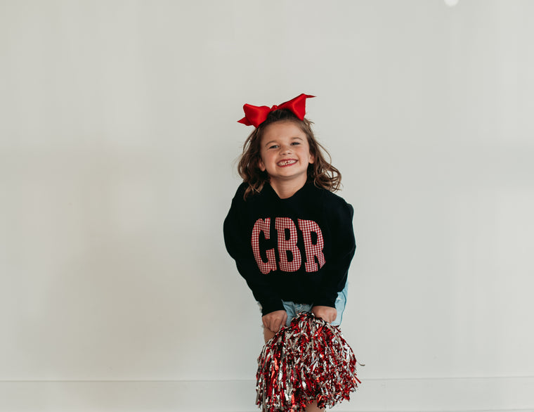 VARSITY RED GINGHAM GBR - BLACK CREW (YOUTH + ADULT)