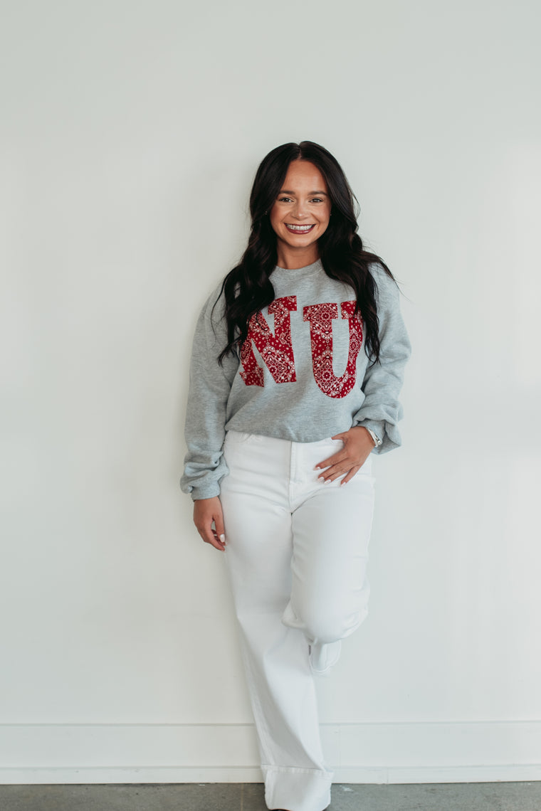VARSITY BANDANA NU - GREY CROP CREW