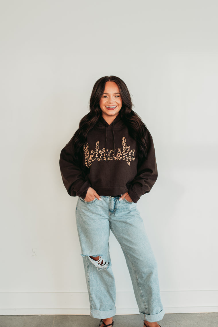 VINTAGE CHEETAH NEBRASKA - CHOCOLATE HOODIE