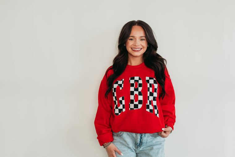 VARSITY BLACK/WHTIE CHECKERED GBR - RED CREWNECK