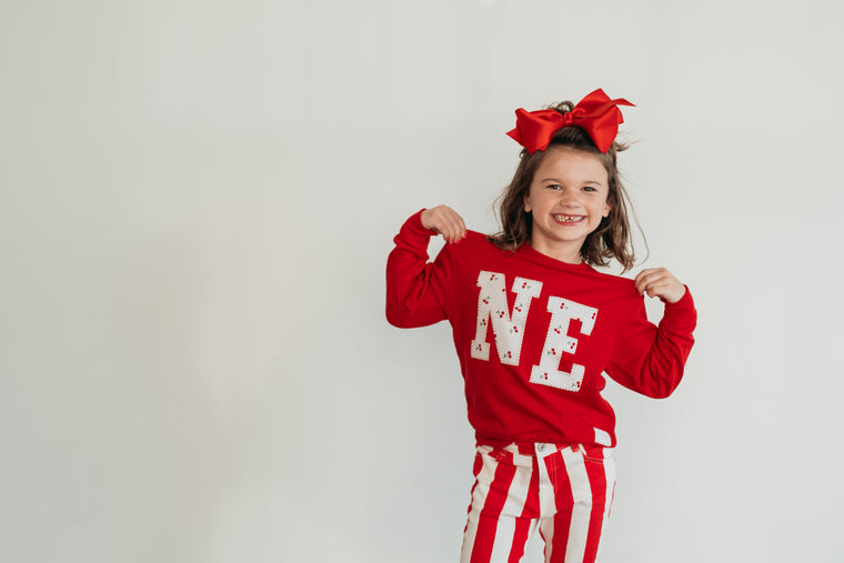 VARSITY CHERRY NE - RED CREWNECK (TODDLER + YOUTH )