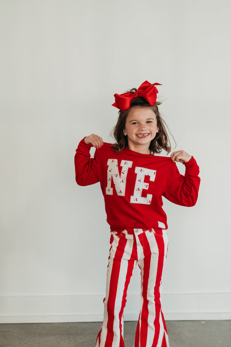 VARSITY CHERRY NE - RED CREWNECK (TODDLER + YOUTH )