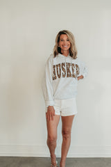 VARSITY CHEETAH HUSKERS - ASH GREY HOODIE