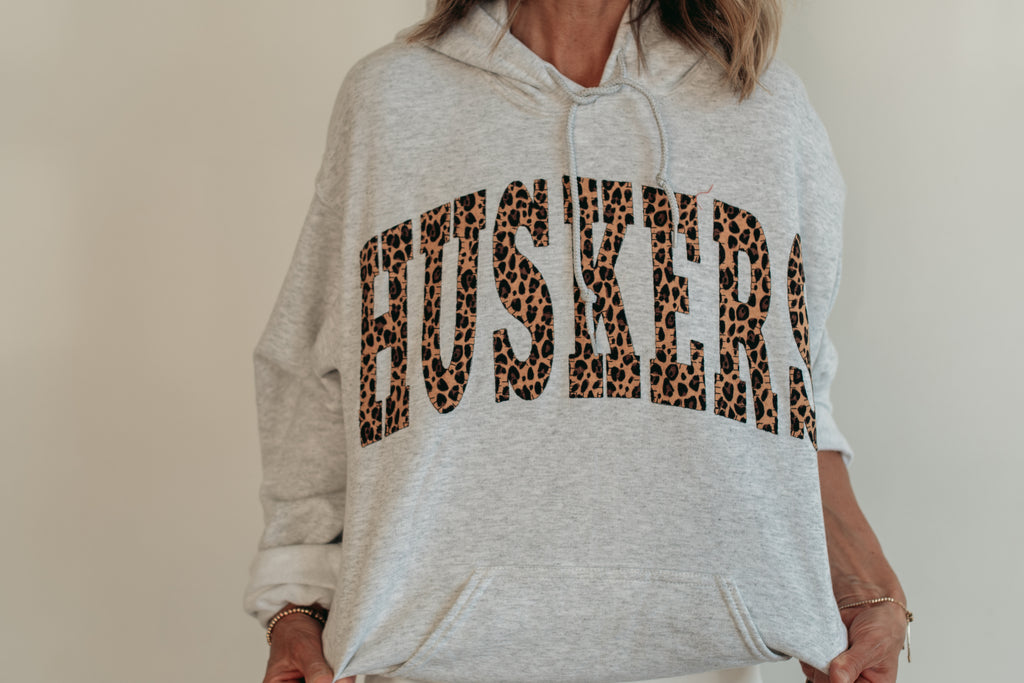 VARSITY CHEETAH HUSKERS - ASH GREY HOODIE