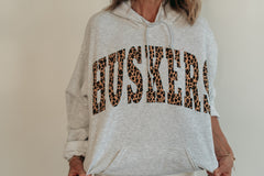 VARSITY CHEETAH HUSKERS - ASH GREY HOODIE