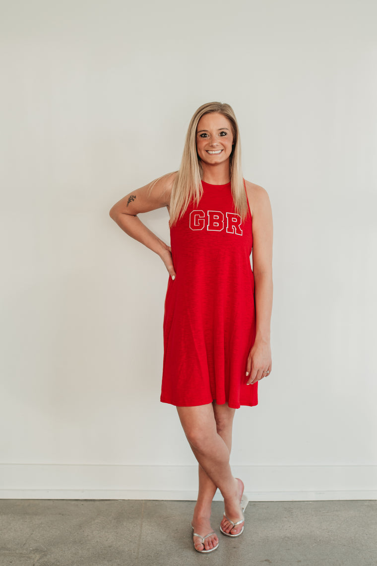 CHENILLE GBR - RED RACERBACK DRESS