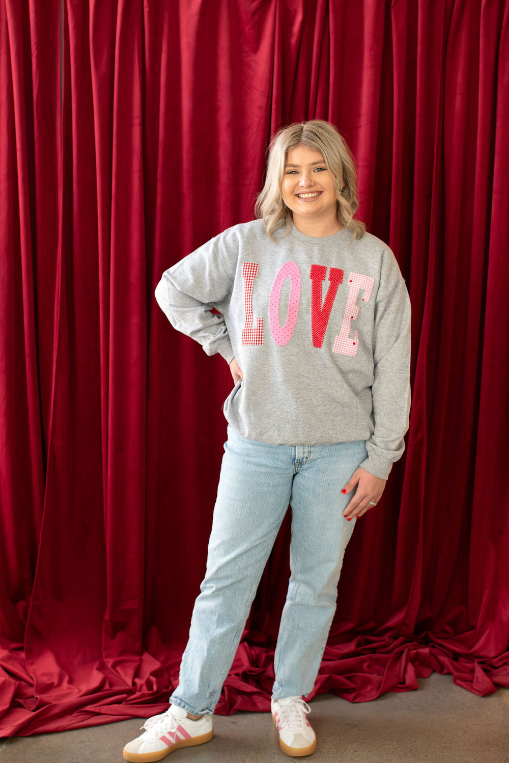 PATCHWORK LOVE - SPORT GREY CREWNECK