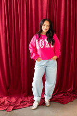 RED/PINK HEARTS XOXO - HOT PINK CREWNECK (TODDLER + YOUTH + ADULT)