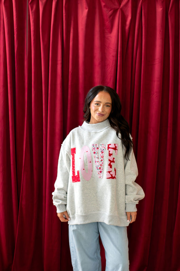 PATCHWORK LOVE - GREY MOCKNECK