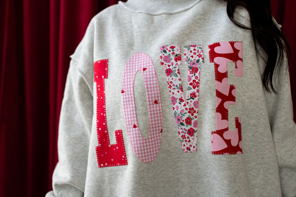 PATCHWORK LOVE - GREY MOCKNECK