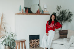 STAGGERED RED GINGHAM MERRY  - RED CREW