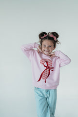 CANDY CANE + BOW - PINK CREWNECK (TODDLER + YOUTH + ADULT)