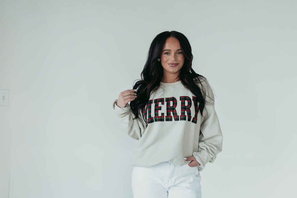 RED/GREEN FLANNEL MERRY - SAND CREW