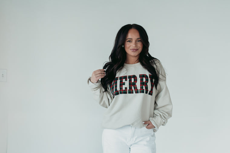 RED/GREEN FLANNEL MERRY - SAND CREW