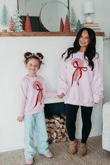 CANDY CANE + BOW - PINK CREWNECK (TODDLER + YOUTH + ADULT)