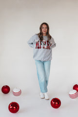 PATCHWORK MERRY - SPORT GREY CREW