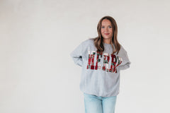 PATCHWORK MERRY - SPORT GREY CREW