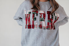 PATCHWORK MERRY - SPORT GREY CREW