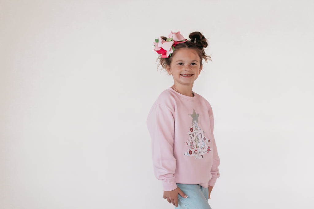 CHRISTMAS TREE - LIGHT PINK CREWNECK (TODDLER + YOUTH)