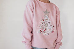 CHRISTMAS TREE - LIGHT PINK CREWNECK (TODDLER + YOUTH)