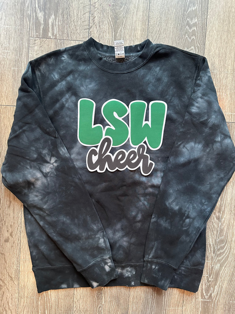 LSW CHEER - BLACK DYED CREW