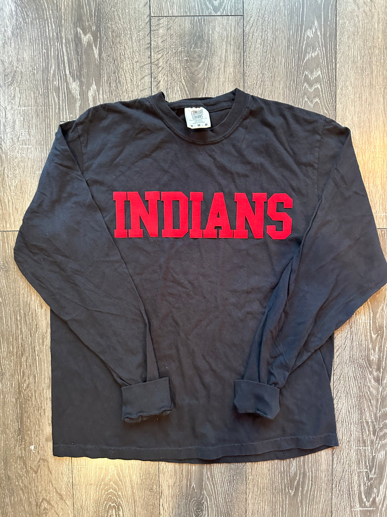 VARSITY INDIANS - BLACK COMFORT COLORS LONG SLEEVE