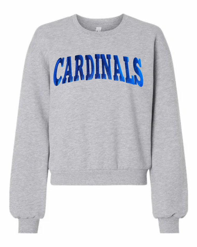 BLUE METALLIC CARDINALS - GREY CROP CREW