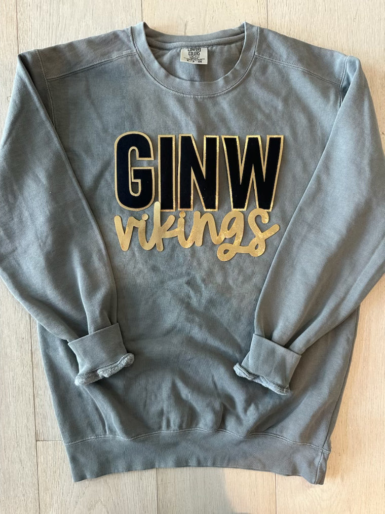 GINW VIKINGS - GREY COMFORT COLORS CREWNECK