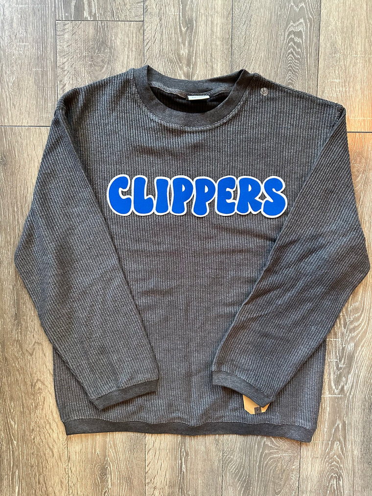 CLIPPERS - GREY RIBBED CREW