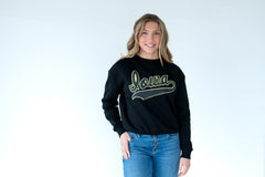 BLACK/WHITE POLKA DOT/YELLOW CURSIVE IOWA - BLACK CREW