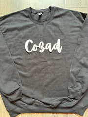 WHITE SPARKLE CURSIVE COZAD - BLACK CREWNECK (YOUTH + ADULT)
