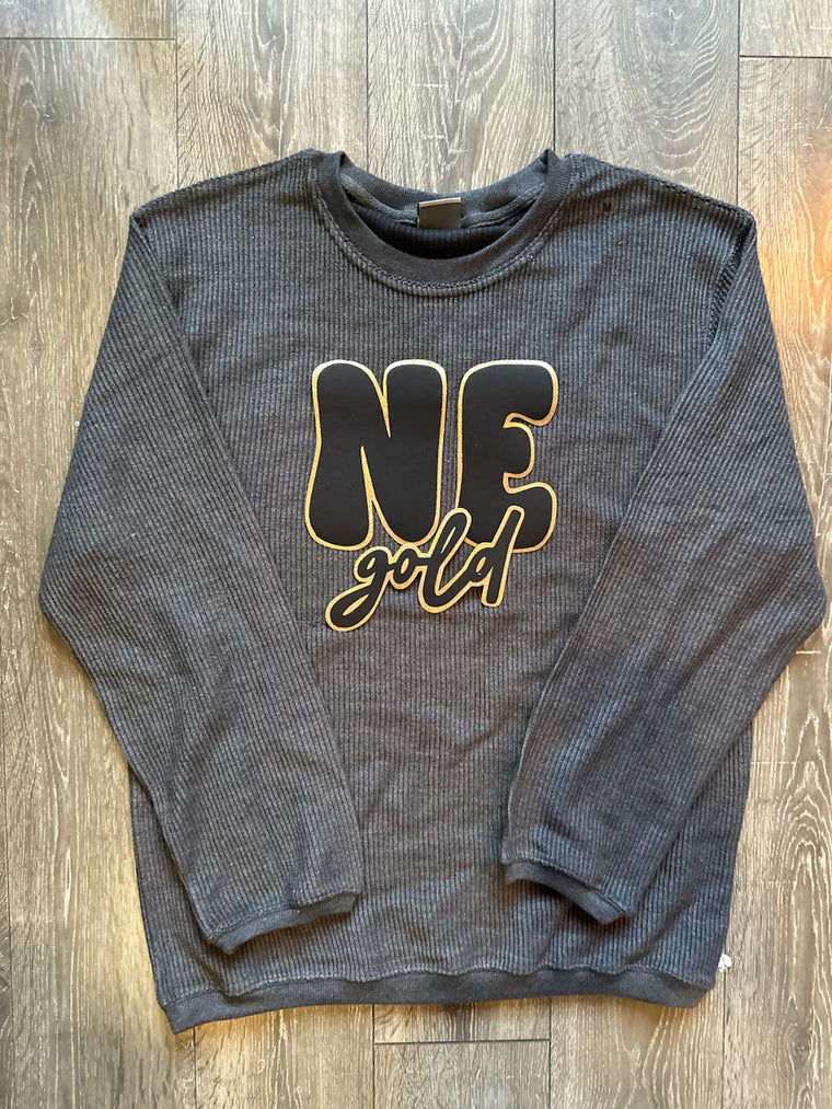 NE GOLD - GREY RIBBED CREW