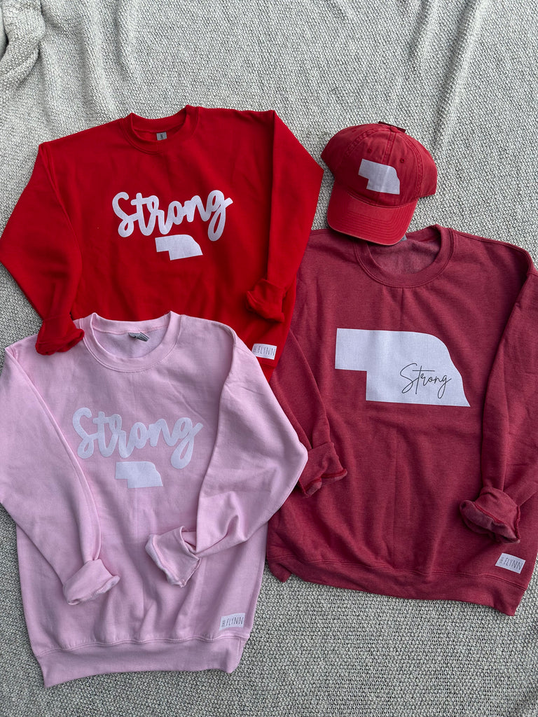 STRONG + LITTLE STATE - RED GILDAN CREW (YOUTH + ADULT)