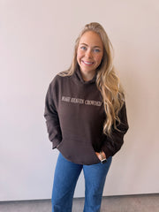 EMBROIDERED MAKE HEAVEN CROWDED - CHOCOLATE HOODIE