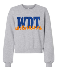 BLUE METALLIC WDT ORANGE WOLVERINES - GREY CROP CREW