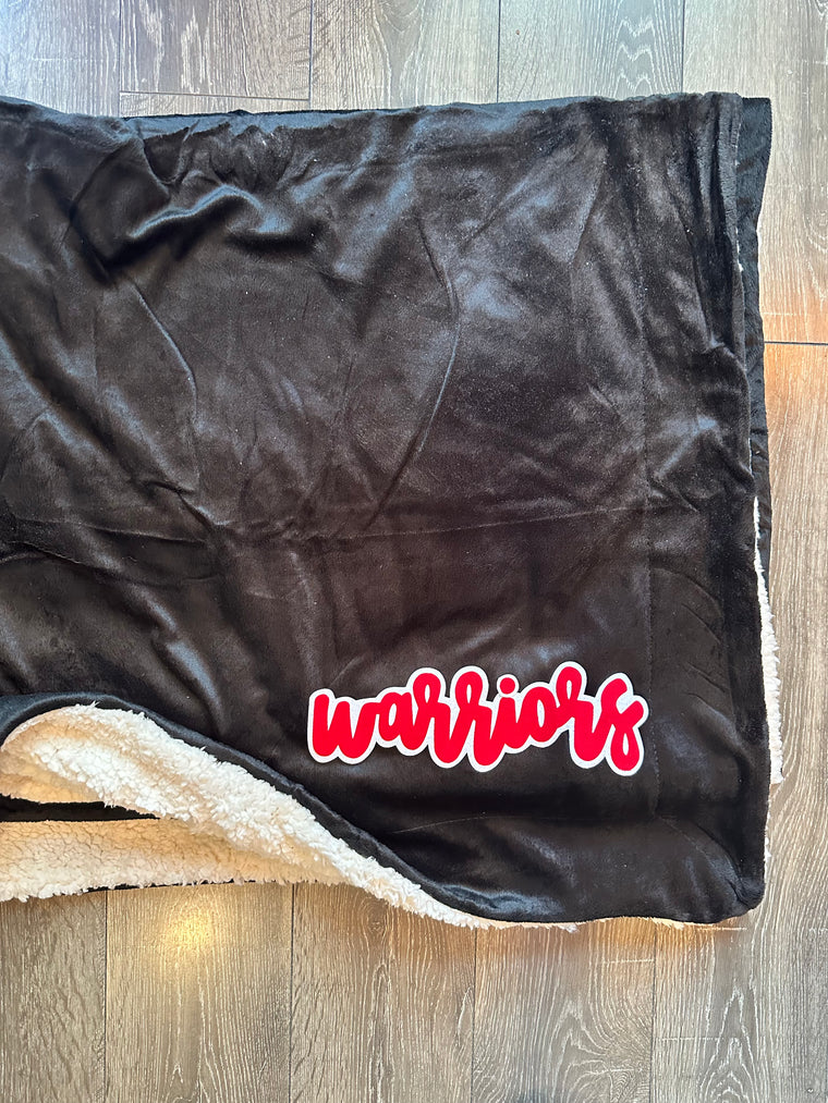 WARRIORS - BLACK SHERPA BLANKET