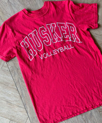 EMBROIDERED HUSKER VOLLEYBALL RED TEE
