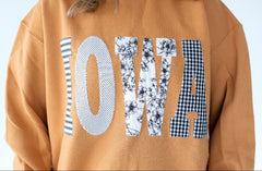 PATCHWORK IOWA - MUSTARD CREWNECK