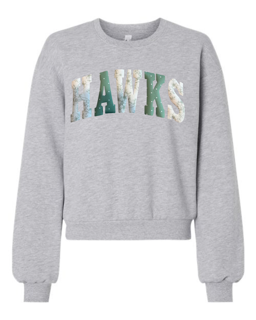 PATCHWORK HAWKS - GREY CROP CREW