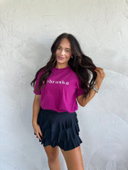 EMBROIDERED NEBRASKA - BOYSENBERRY TEE