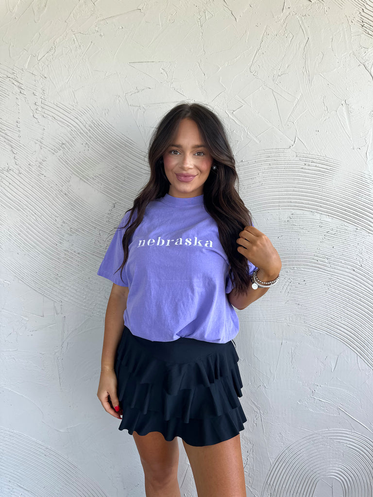 EMBROIDERED NEBRASKA - VIOLET TEE