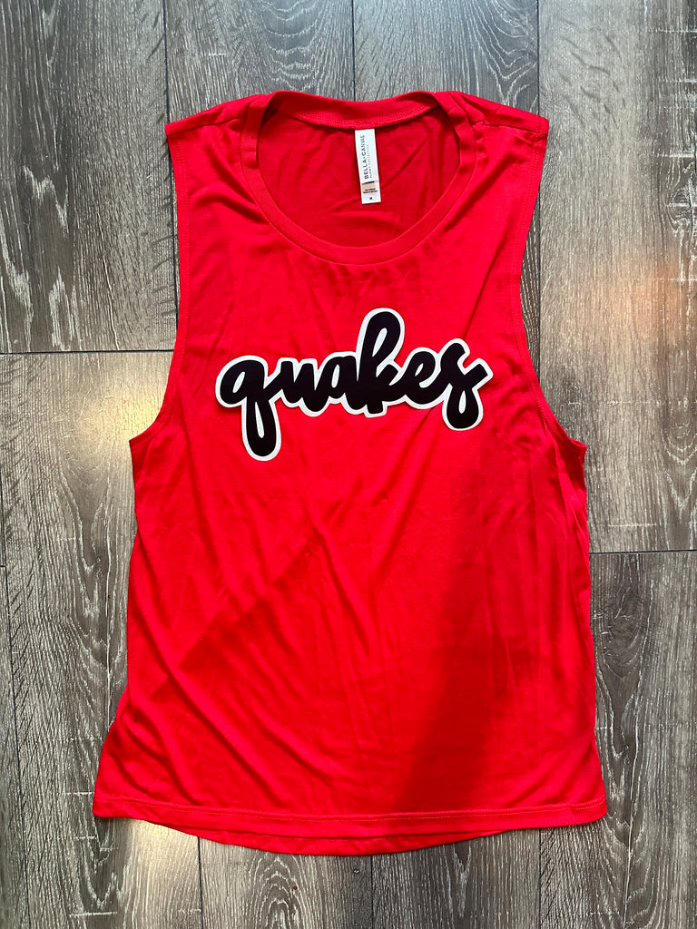 BLACK/WHITE QUAKES - RED MUSCLE TANK