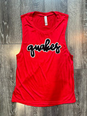 BLACK/WHITE QUAKES - RED MUSCLE TANK