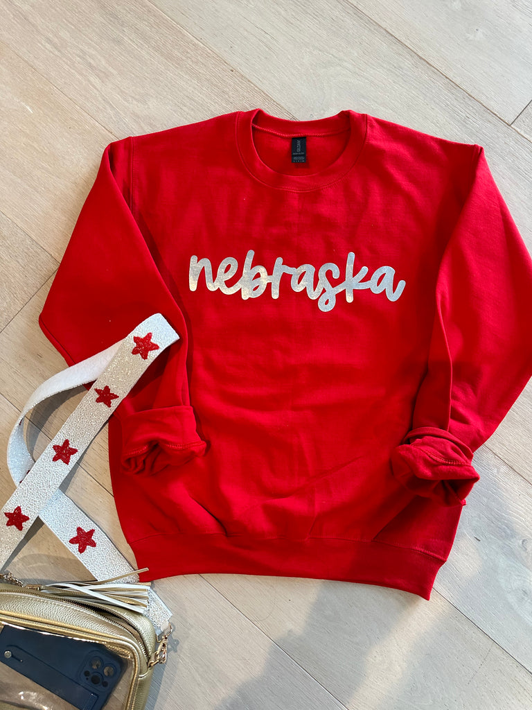 SILVER METALLIC NEBRASKA - RED CREW