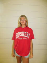 HUSKERS + LOCATION (dallas, vegas, or chicago) - RED TEE