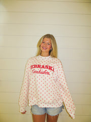 NEBRASKA CORNHUSKERS - RED POLKA DOT MOCKNECK