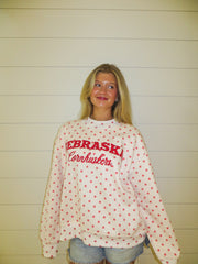 NEBRASKA CORNHUSKERS - RED POLKA DOT MOCKNECK