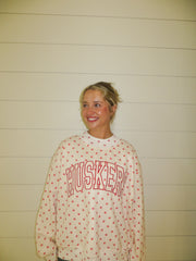 HUSKERS - RED POLKA DOT MOCKNECK