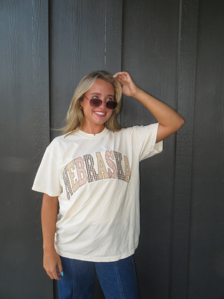 NEUTRAL PATCHWORK NEBRASKA - IVORY TSHIRT