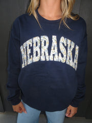BLUE/YELLOW DITSY FLORAL NEBRASKA - NAVY CREW